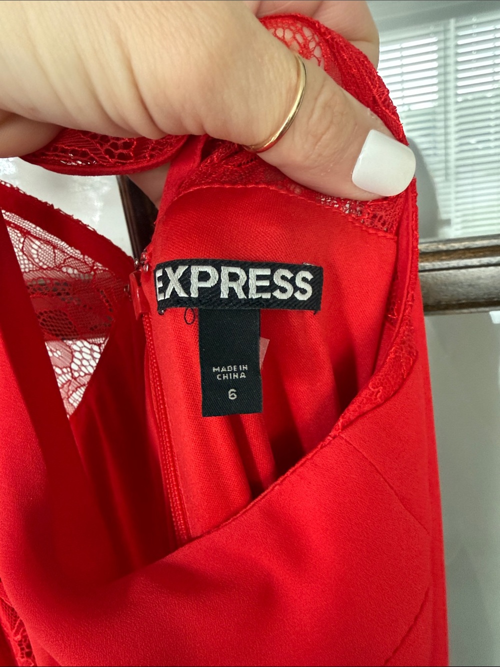 Express Red Halter Lace-Panel Maxi Dress - Picture 6 of 8